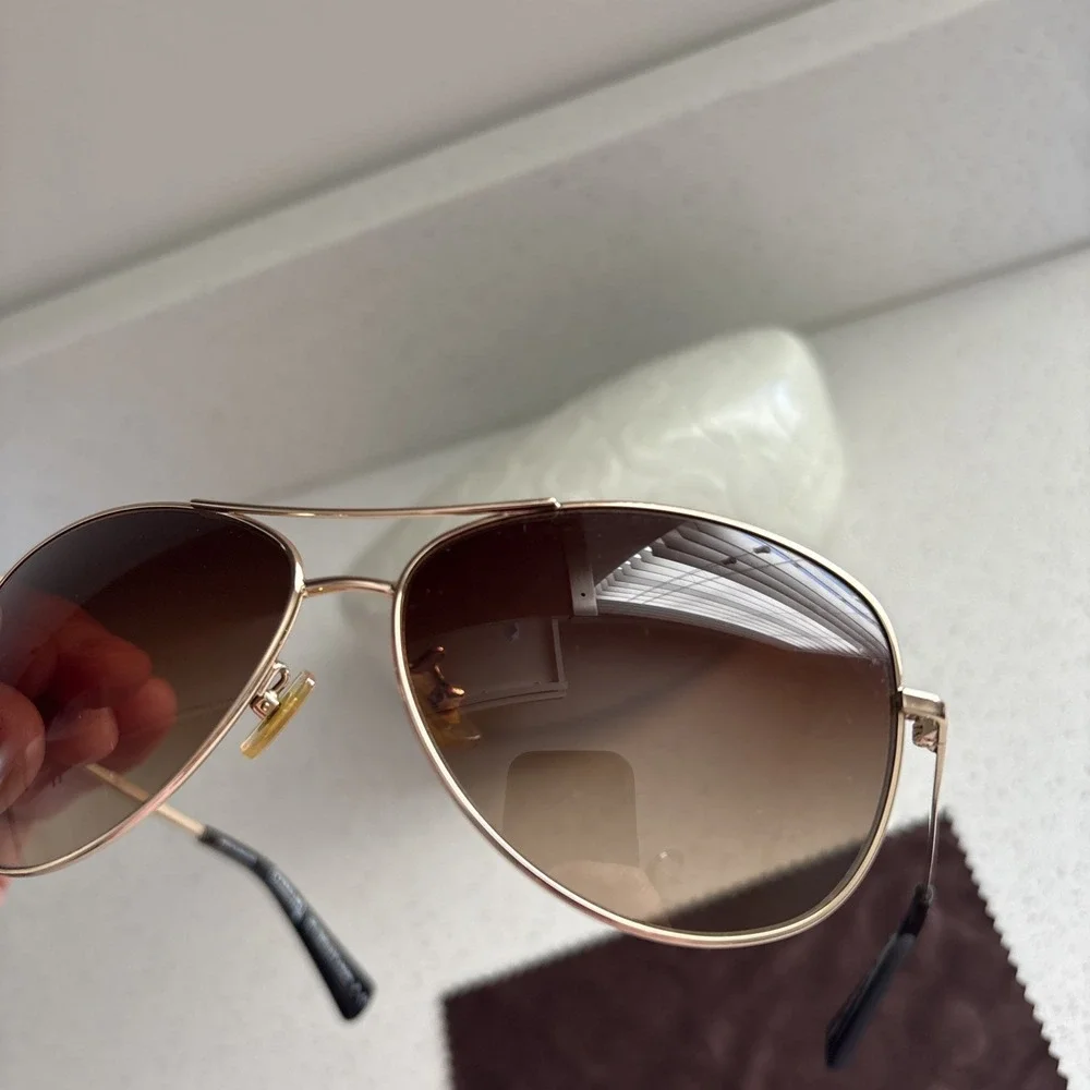 Coach Gold Aviator Sunglasses HC 7028 (L915) Jaclyn 9099/13 Clamshell Case